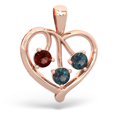 garnet-alexandrite love heart pendant