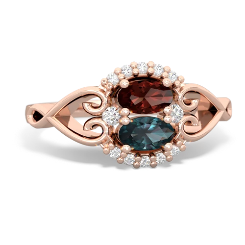 Garnet Genuine Garnet with Lab Created Alexandrite Love Nest ring Ring