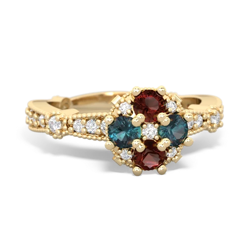 Garnet Genuine Garnet with Lab Created Alexandrite Milgrain Antique Style ring Ring