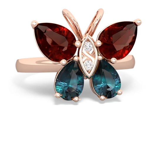 garnet-alexandrite butterfly ring