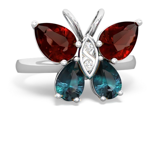garnet-alexandrite butterfly ring