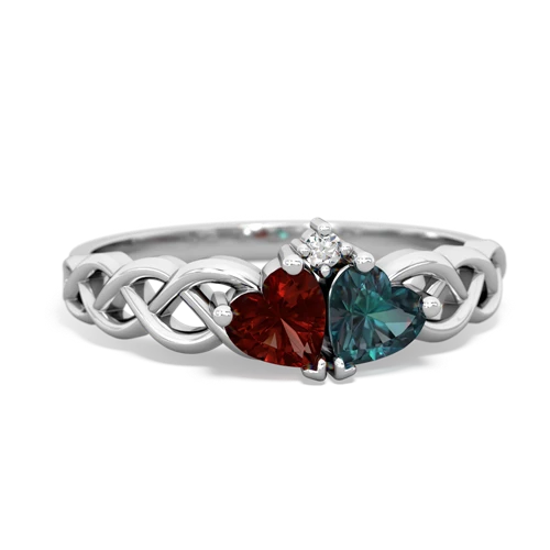 garnet-alexandrite celtic braid ring