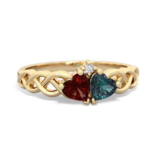 garnet-alexandrite celtic braid ring