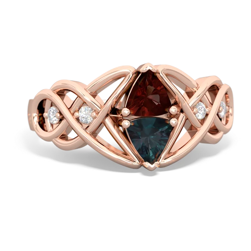 Garnet Genuine Garnet with Lab Created Alexandrite Keepsake Celtic Knot ring Ring