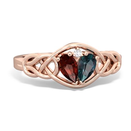 Garnet Genuine Garnet with Lab Created Alexandrite Celtic Love Knot ring Ring
