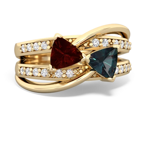 Garnet Genuine Garnet with Lab Created Alexandrite Bowtie ring Ring