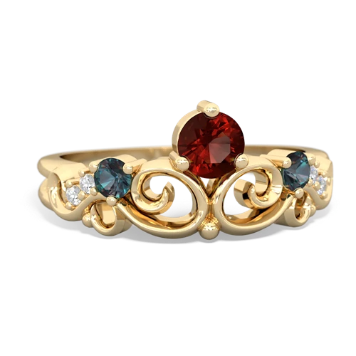 Garnet Genuine Garnet with Lab Created Alexandrite and  Crown Keepsake ring Ring