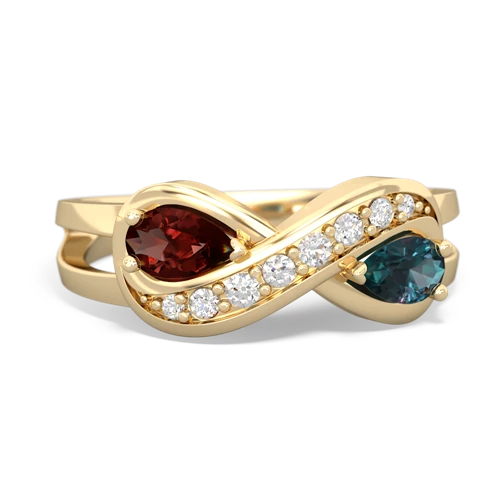 Garnet Genuine Garnet with Lab Created Alexandrite Diamond Infinity ring Ring