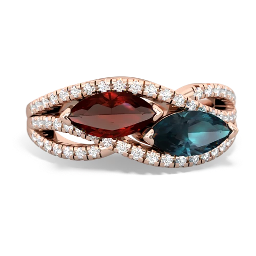 Garnet Genuine Garnet with Lab Created Alexandrite Diamond Rivers ring Ring