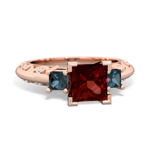 Garnet Genuine Garnet with Lab Created Alexandrite and  Art Deco ring Ring