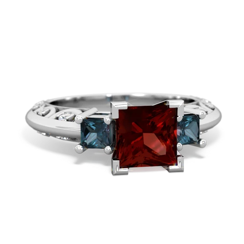 Garnet Genuine Garnet with Lab Created Alexandrite and Genuine Sapphire Art Deco ring Ring