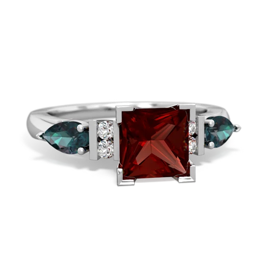Garnet Genuine Garnet with Lab Created Alexandrite and  Engagement ring Ring