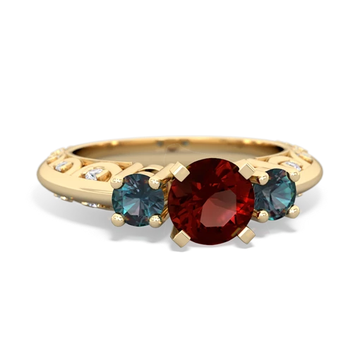 Garnet Genuine Garnet with Lab Created Alexandrite Art Deco ring Ring