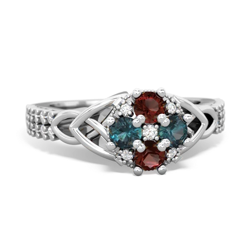 Garnet Genuine Garnet with Lab Created Alexandrite Celtic Knot Engagement ring Ring