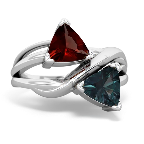 Garnet Genuine Garnet with Lab Created Alexandrite Split Band Swirl ring Ring