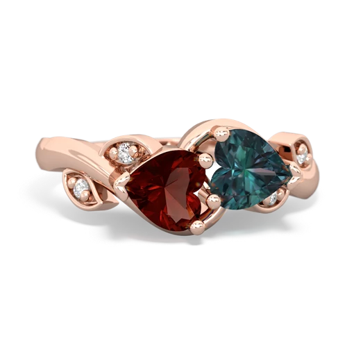 garnet-alexandrite floral keepsake ring