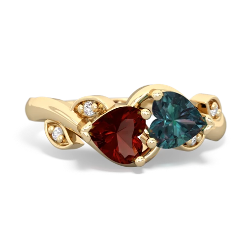 garnet-alexandrite floral keepsake ring