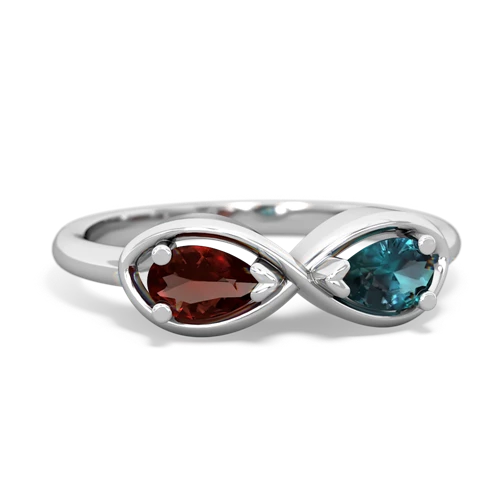 Garnet Genuine Garnet with Lab Created Alexandrite Infinity ring Ring