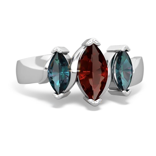 Garnet Genuine Garnet with Lab Created Alexandrite and Genuine Fire Opal Three Peeks ring Ring