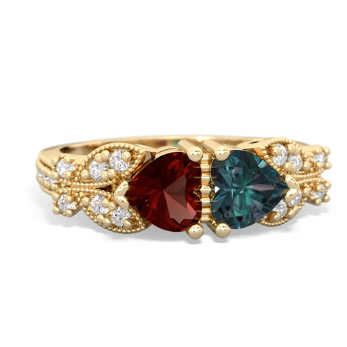 Garnet Genuine Garnet with Lab Created Alexandrite Diamond Butterflies ring Ring