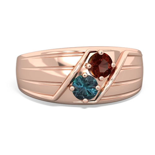 Garnet Genuine Garnet with Lab Created Alexandrite Art Deco Men's ring Ring