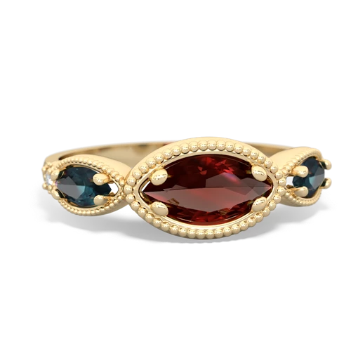 Garnet Genuine Garnet with Lab Created Alexandrite and Genuine Opal Antique Style Keepsake ring Ring