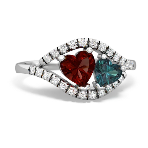 Garnet Genuine Garnet with Lab Created Alexandrite Mother and Child ring Ring