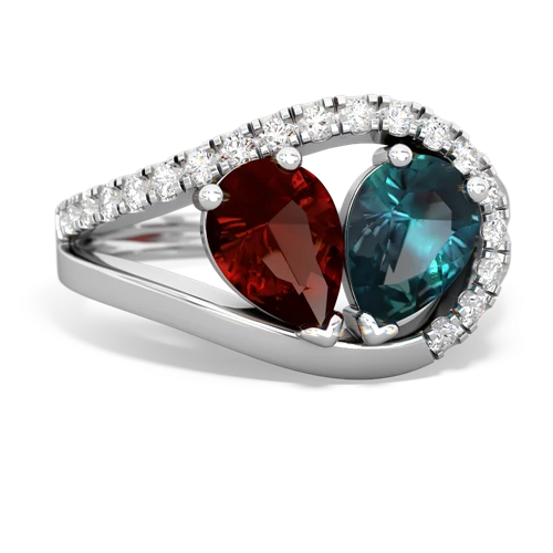 garnet-alexandrite pave heart ring