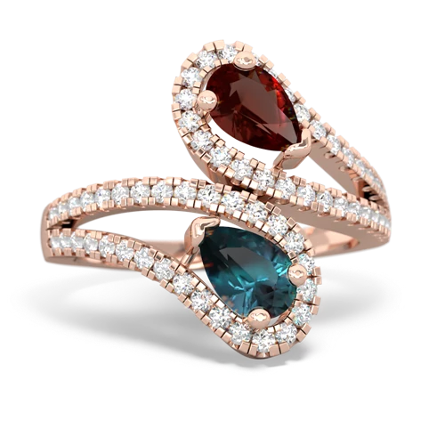 Garnet Genuine Garnet with Lab Created Alexandrite Diamond Dazzler ring Ring