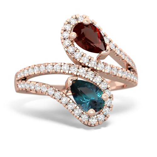 garnet-alexandrite pave swirls ring