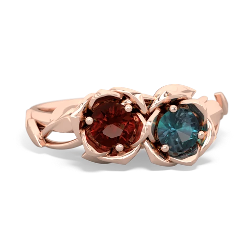 Garnet Genuine Garnet with Lab Created Alexandrite Rose Garden ring Ring