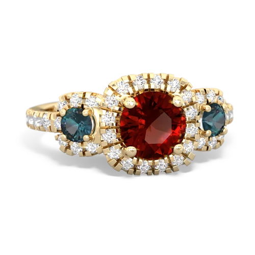 garnet-alexandrite three stone regal ring