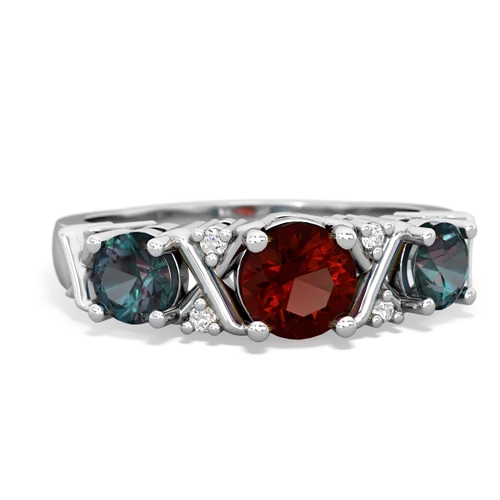Garnet Genuine Garnet with Lab Created Alexandrite and  Hugs and Kisses ring Ring