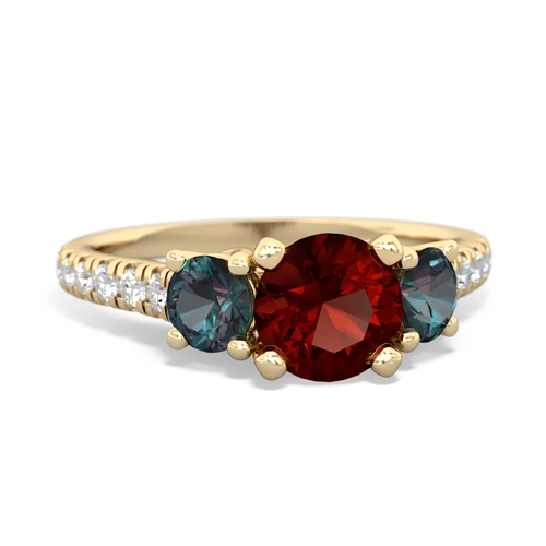 Garnet Genuine Garnet with Lab Created Alexandrite and  Pave Trellis ring Ring