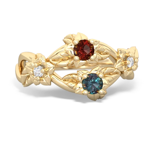 Garnet Genuine Garnet with Lab Created Alexandrite Sparkling Bouquet ring Ring
