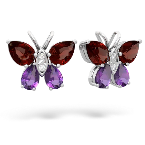 garnet-amethyst butterfly earrings
