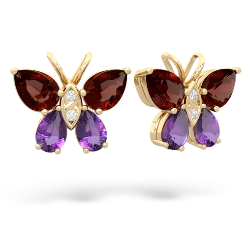 garnet-amethyst butterfly earrings