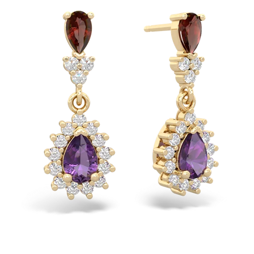 Garnet Genuine Garnet with Genuine Amethyst Halo Pear Dangle earrings Earrings