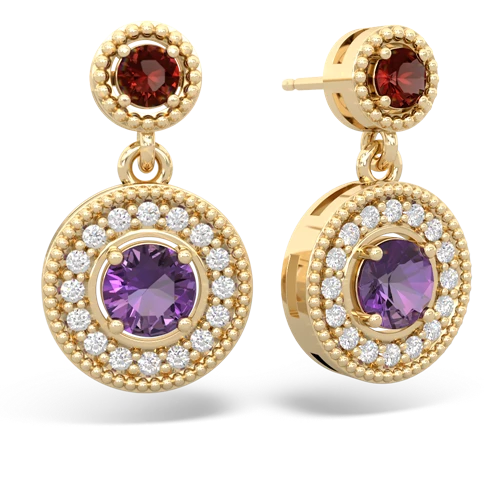 Garnet Genuine Garnet with Genuine Amethyst Halo Dangle earrings Earrings