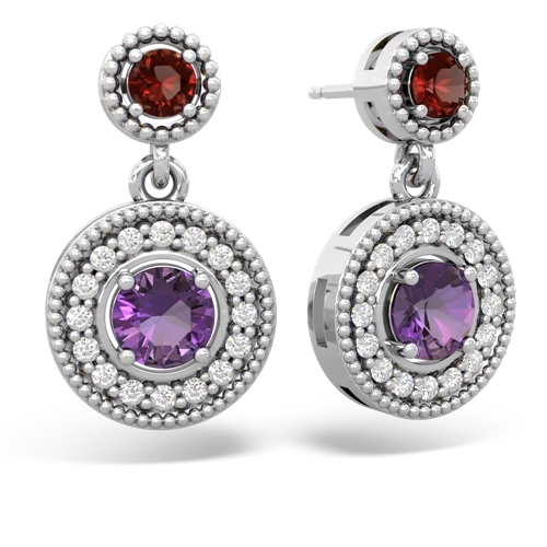 garnet-amethyst halo earrings