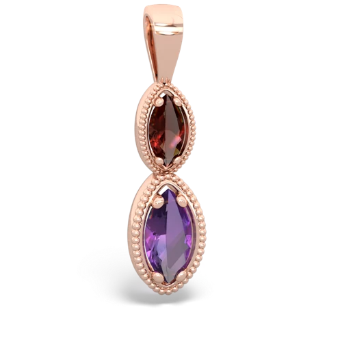 Garnet Genuine Garnet with Genuine Amethyst Antique-style Halo pendant Pendant