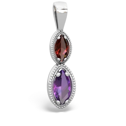 garnet-amethyst antique milgrain pendant