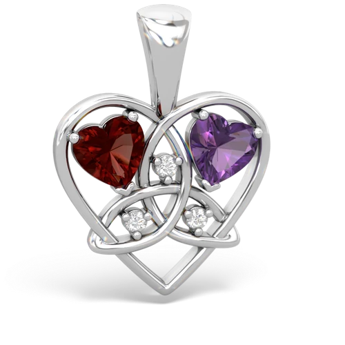 garnet-amethyst celtic heart pendant