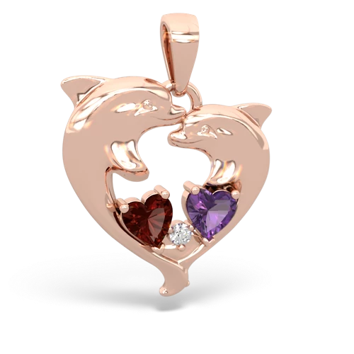 garnet-amethyst dolphins pendant