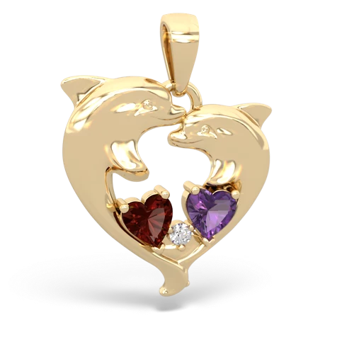 garnet-amethyst dolphins pendant