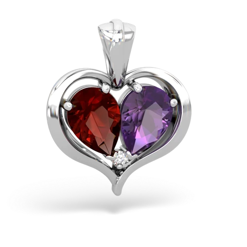 garnet-amethyst half heart whole pendant