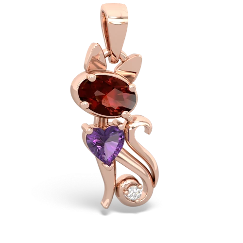 Garnet Genuine Garnet with Genuine Amethyst Kitten pendant Pendant