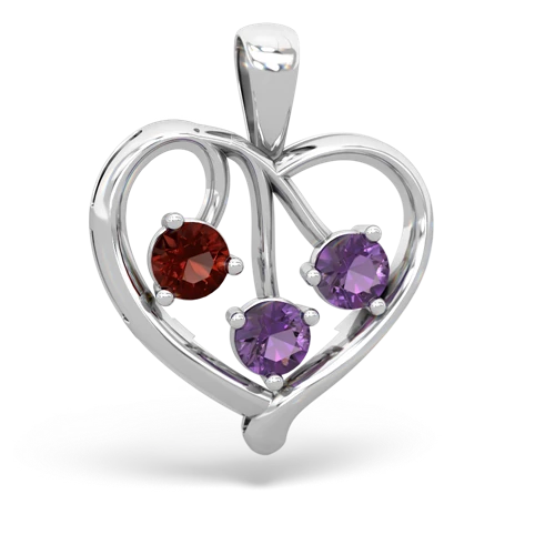 Garnet Genuine Garnet with Genuine Amethyst and  Glowing Heart pendant Pendant