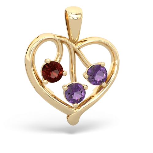 garnet-amethyst love heart pendant