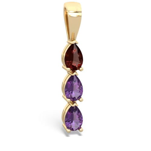 garnet-amethyst three stone pendant